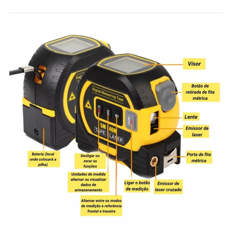 Trena Laser Digital 3 Em 1 Multifuncional