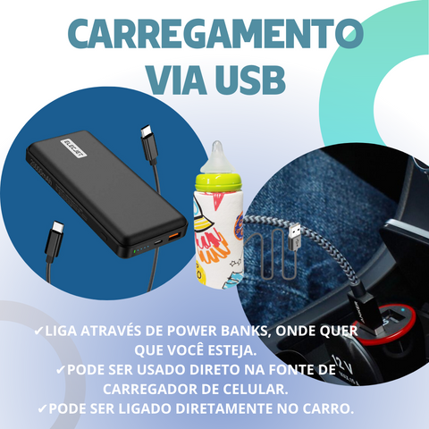 Aquecedor de Mamadeiras Portátil USB