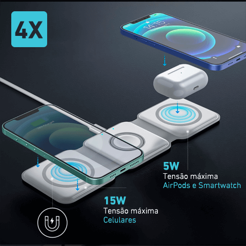 Carregador Dobrável 3 em 1