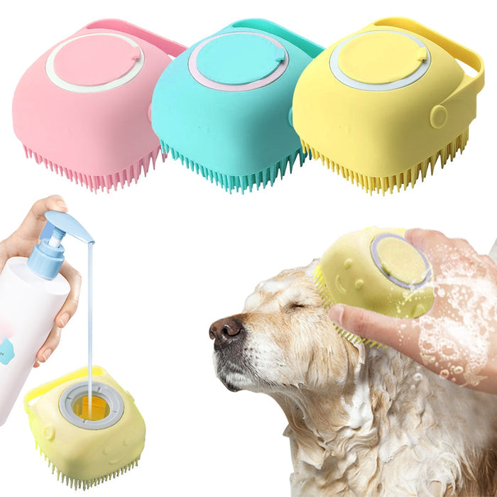 Escova de Banho para Pet - Dispenser para Shampoo